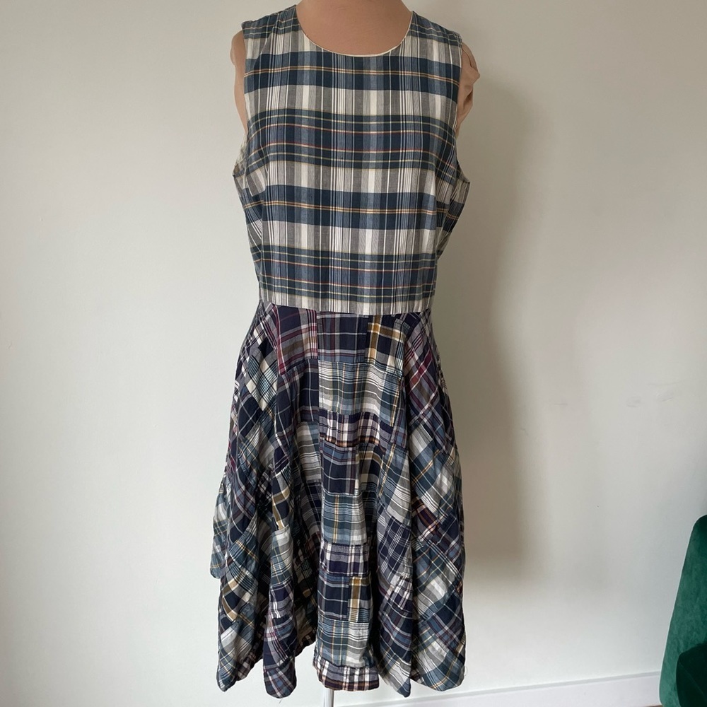 Polo Ralph Lauren Tartan Plaid Madras Cotton Patchwork Fit N Flare Dress Euc 6